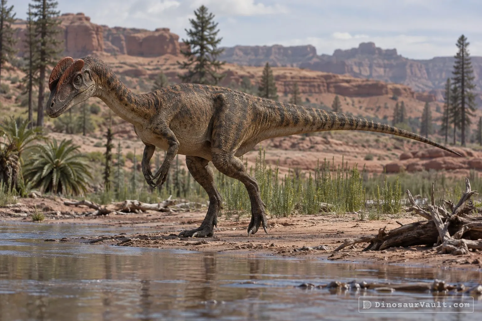 Dilophosaurus in its habitat