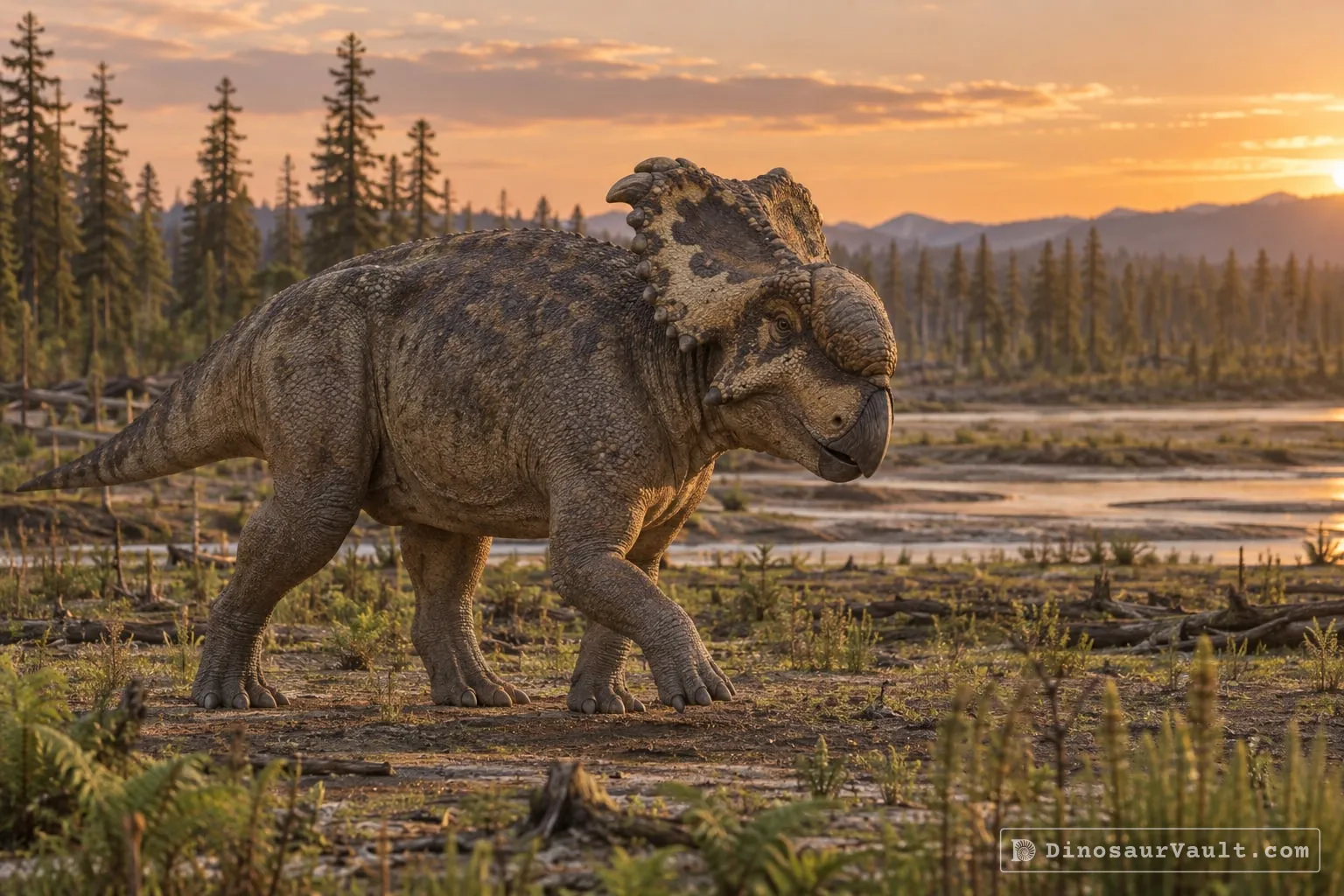 Pachyrhinosaurus in its habitat